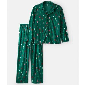 Carter's Mens L Christmas Green Trees Long-Sleeve Loose Fit Matching Pajama Set